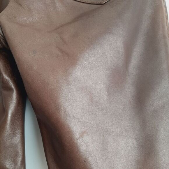 TARA JARMON Paris Soft Genuine Leather High Waist Pants Brown Sz S - Picture 12 of 16